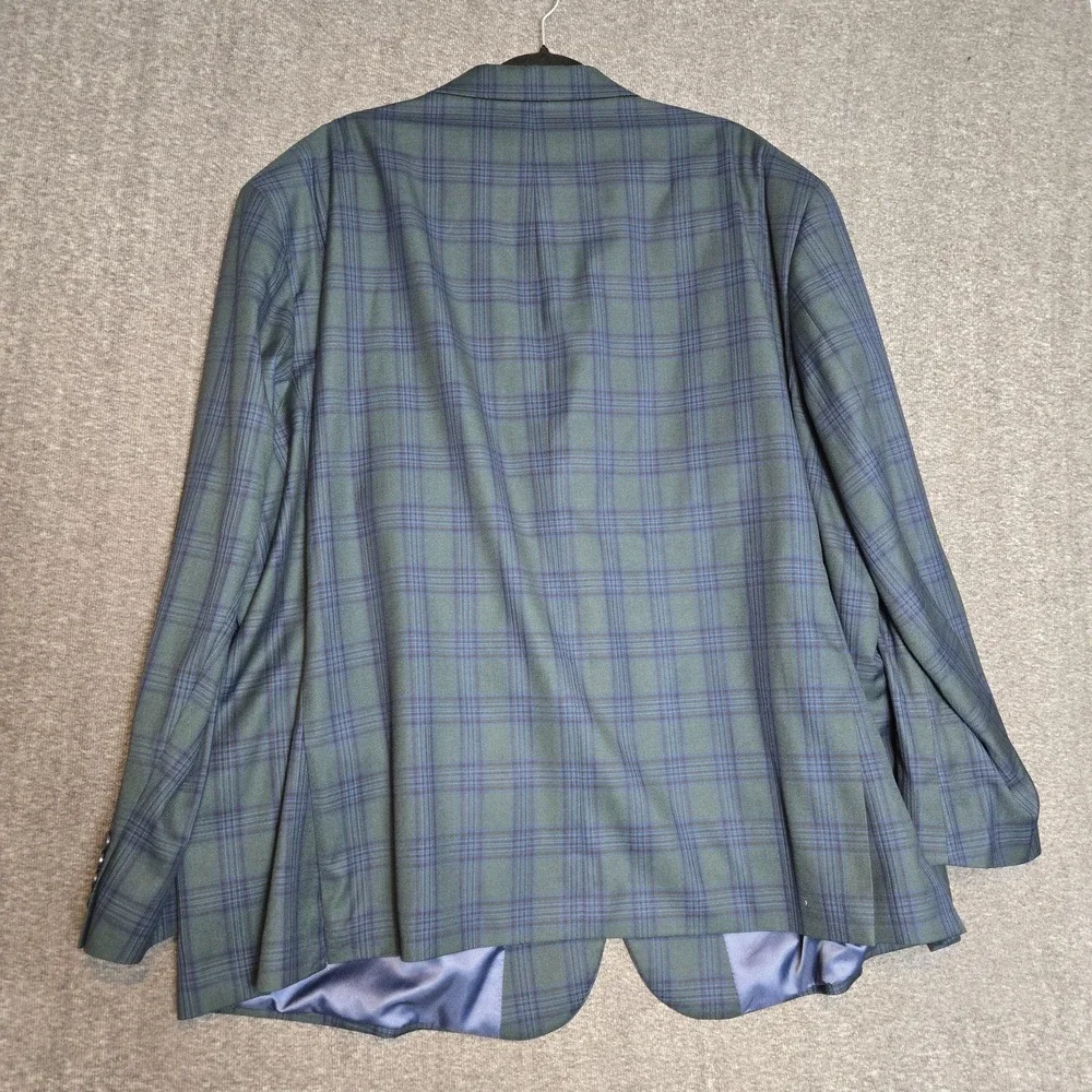 Oak Hill Sport Coat Men's 3XL Green‎ Blue Plaid 2 Button Blazer Jacket